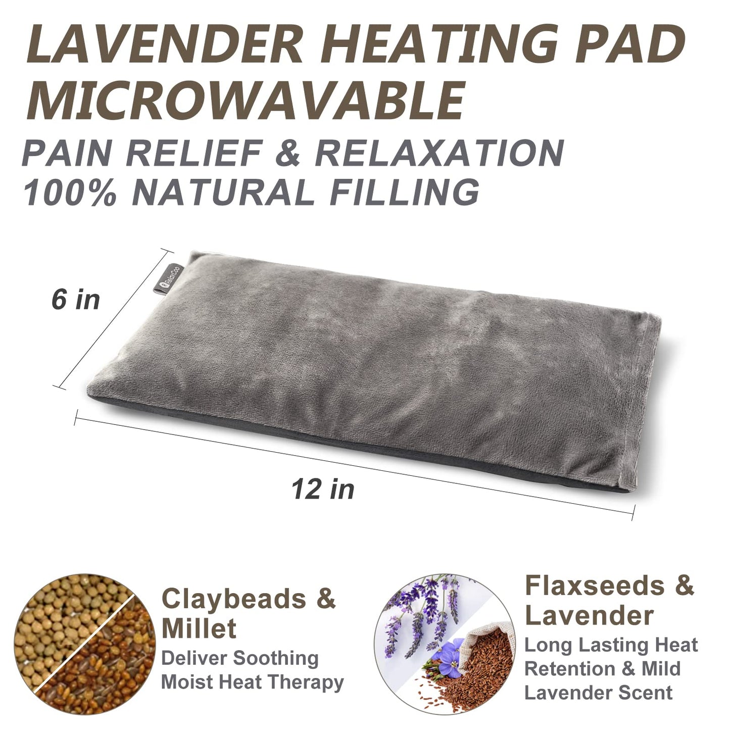 Microwavable Heating Pad Lavender Infused Therapy Pad by RelaxCoo