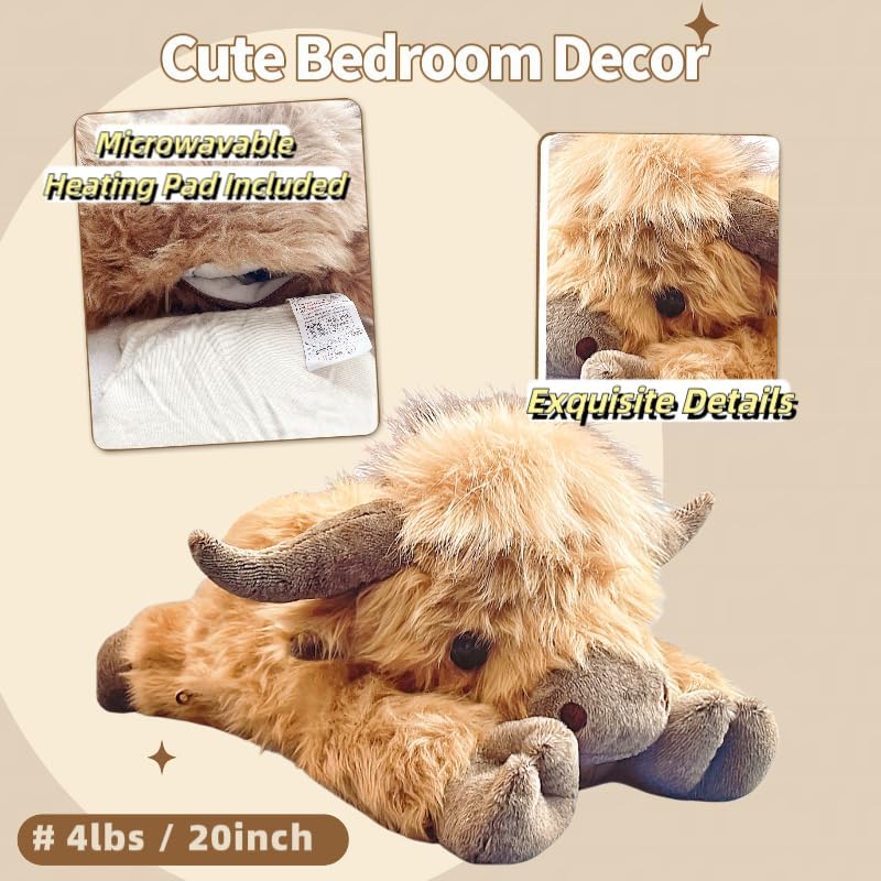 Highland Cow Weighted Plush Microwavable Heatable and Coolable Weighted Companion by Uoozii