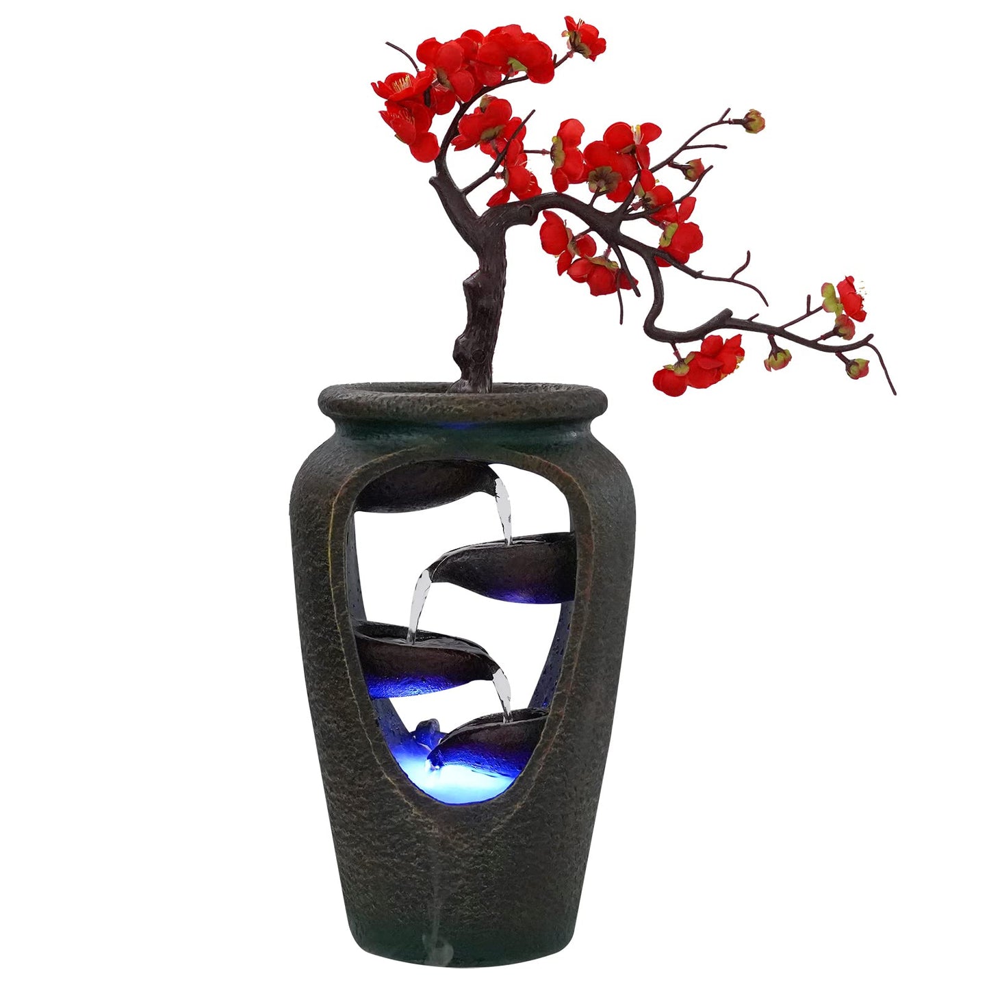 20 Inch Vase Style Bonsai Waterfall Fountain with LED by AngelcityCC