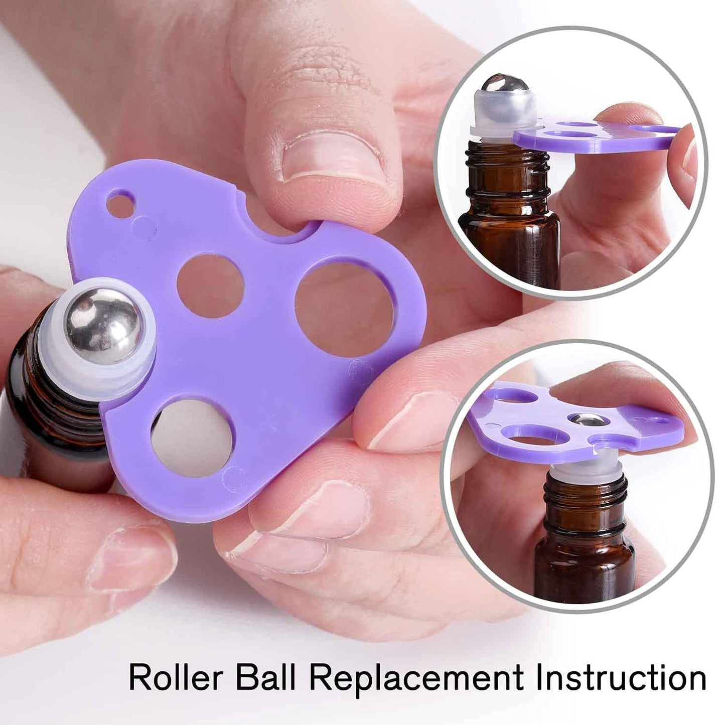 PrettyCare Amber Essential Oil Roller Bottles Set