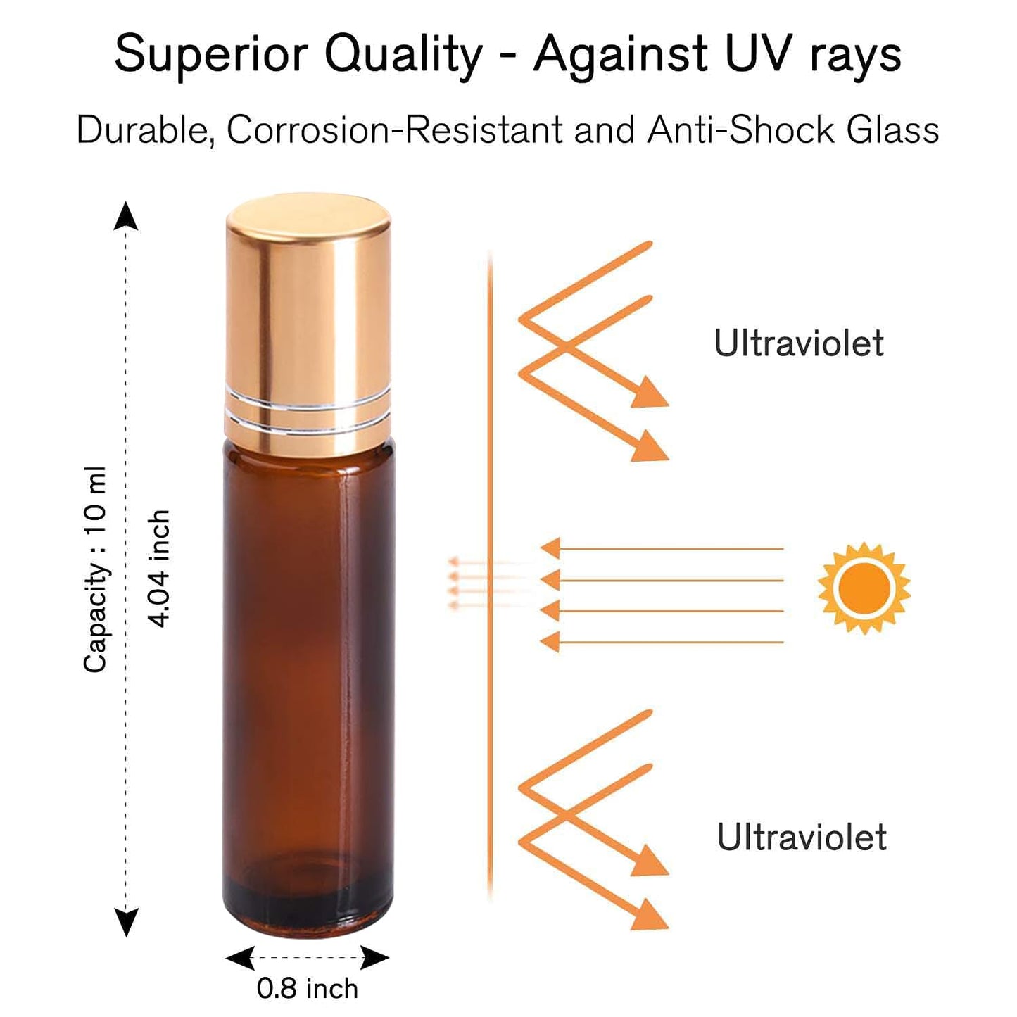 PrettyCare Amber Essential Oil Roller Bottles Set