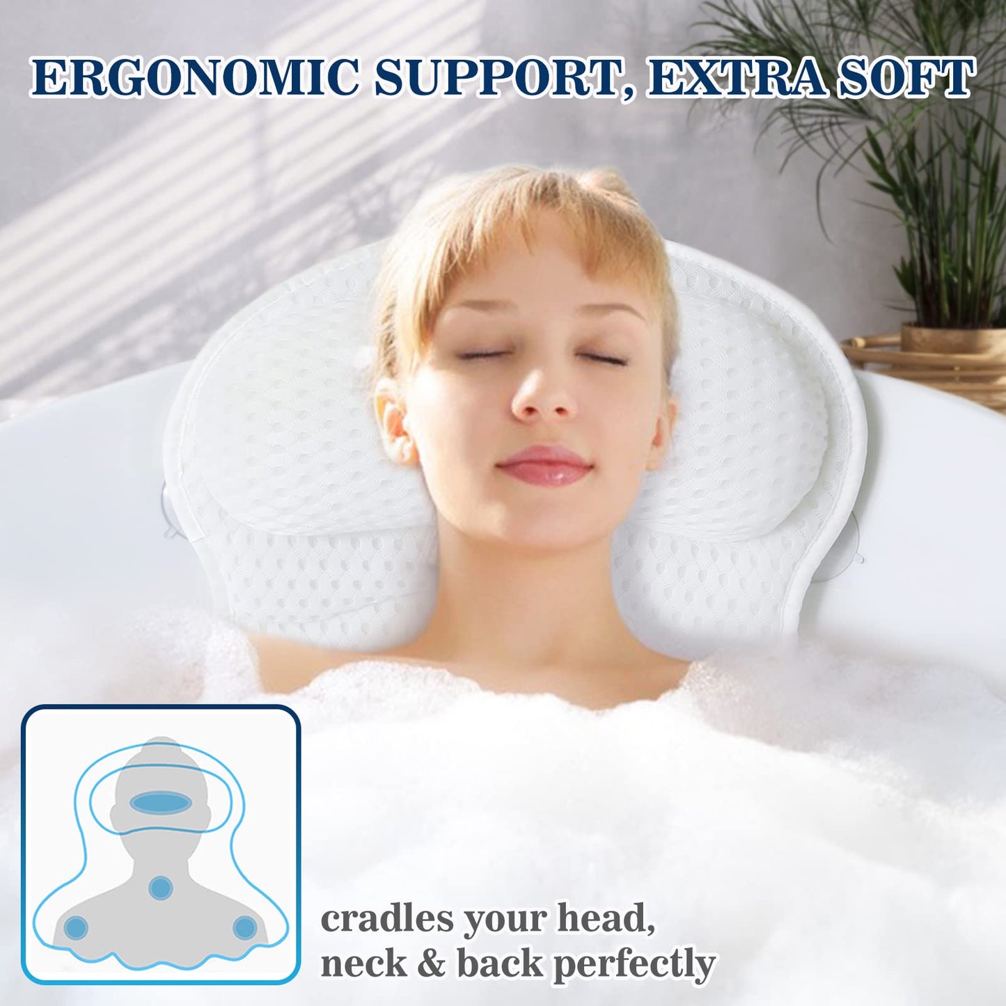 Ozyalo Luxury Bath Pillow for Neck and Back Comfort