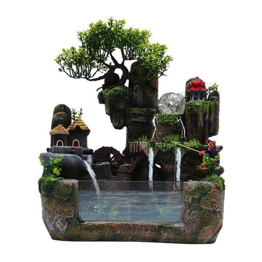 Indoor Rockery Waterfall Fountain with Atomizer and LED Colors by DDYOOK