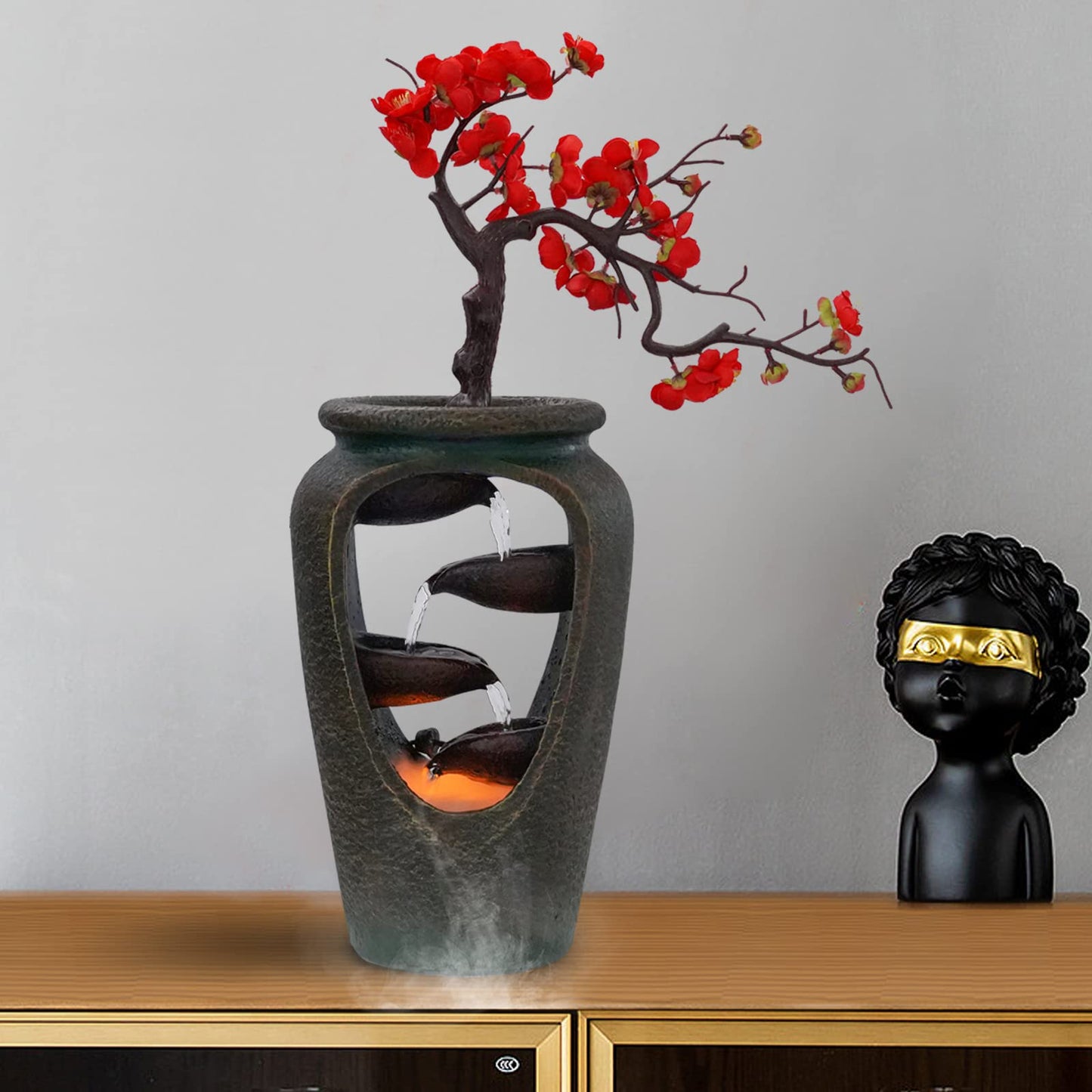 20 Inch Vase Style Bonsai Waterfall Fountain with LED by AngelcityCC