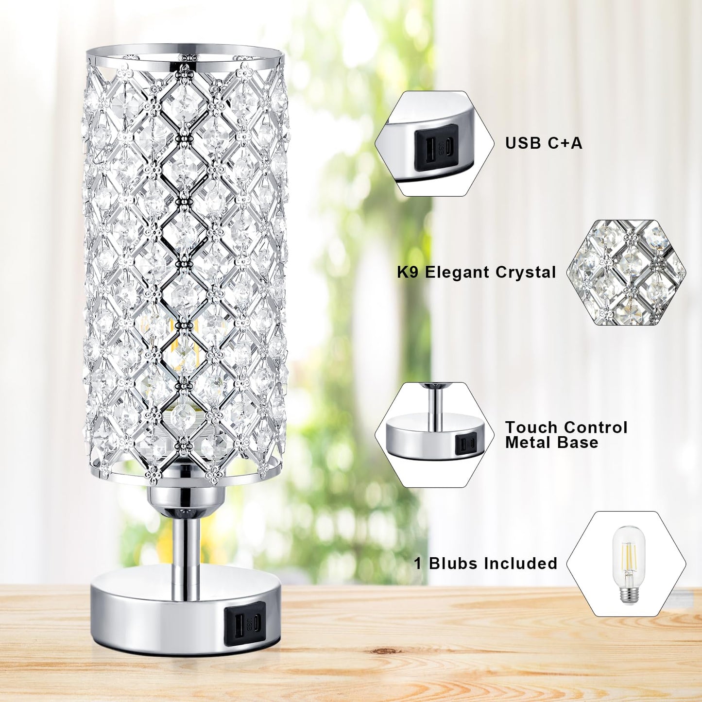 Crystal Touch Lamp with Touch Control by Hong in