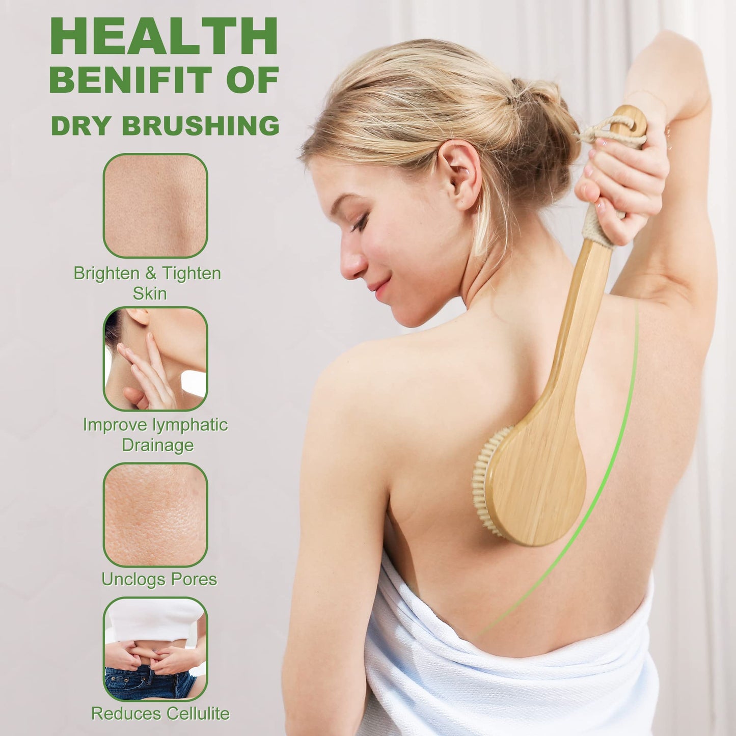 AIFEIVICO Natural Dry Brushing Body Brush Set