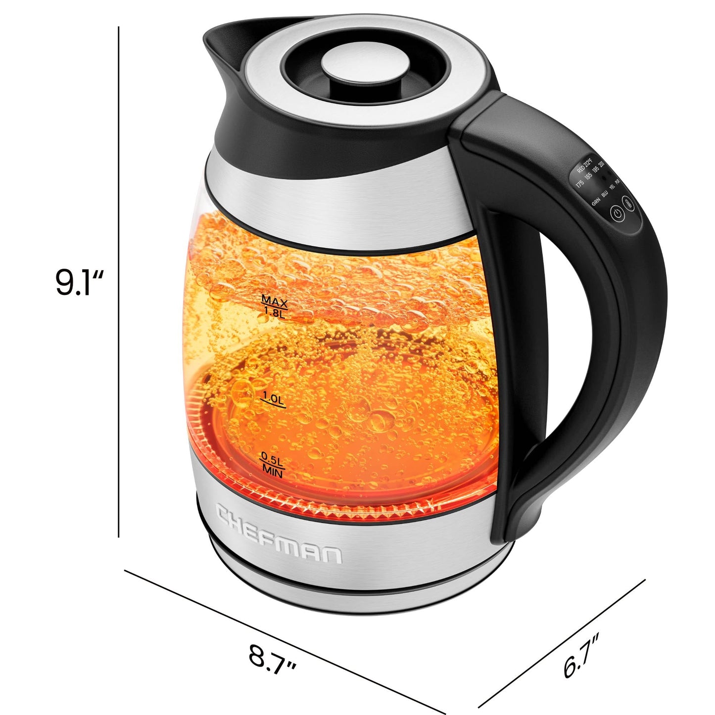 Chefman Glass Electric Kettle with Temperature Control