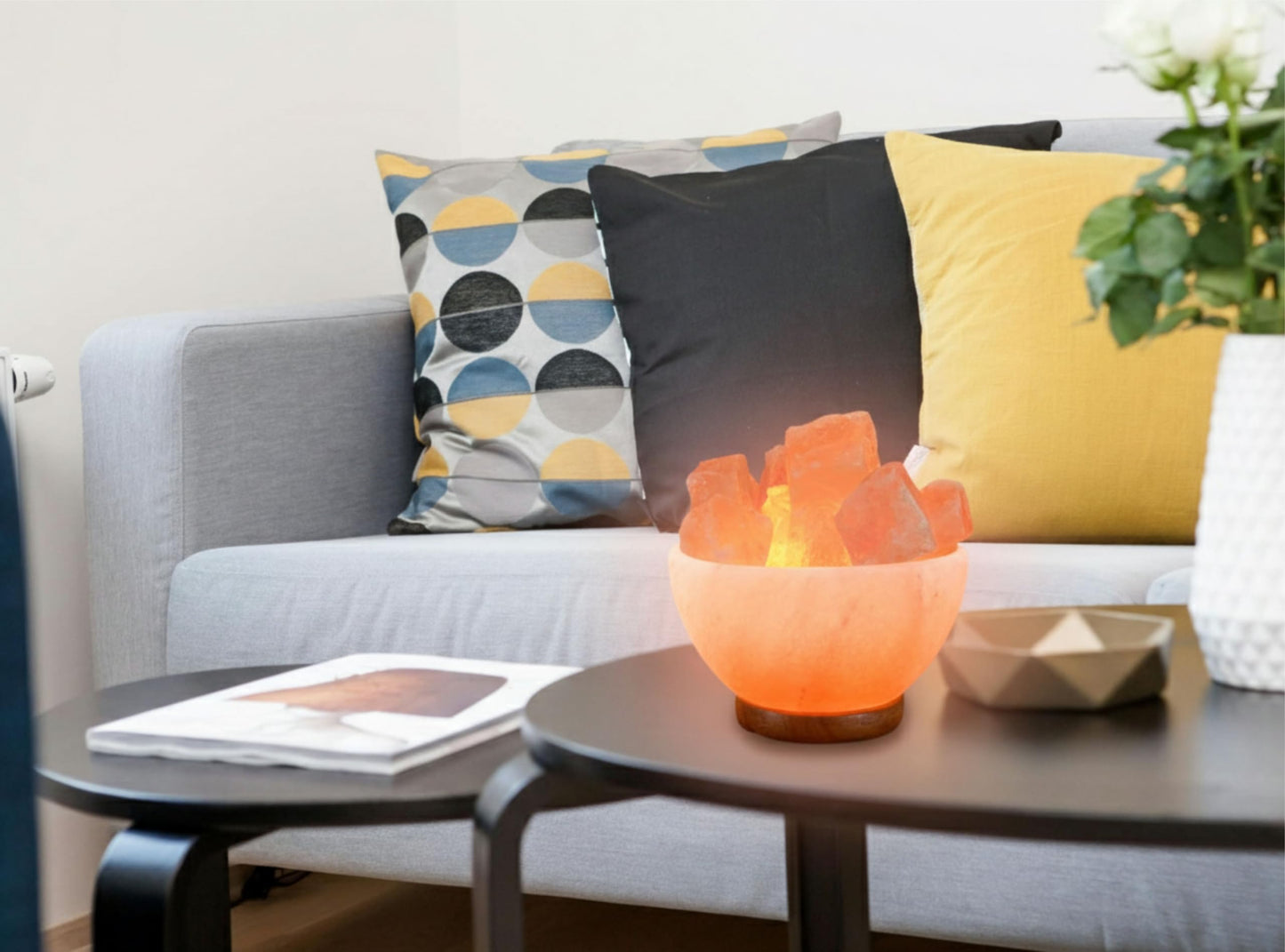 Himalayan Salt Lamp Bowl with Crystal Chunks by Spantik