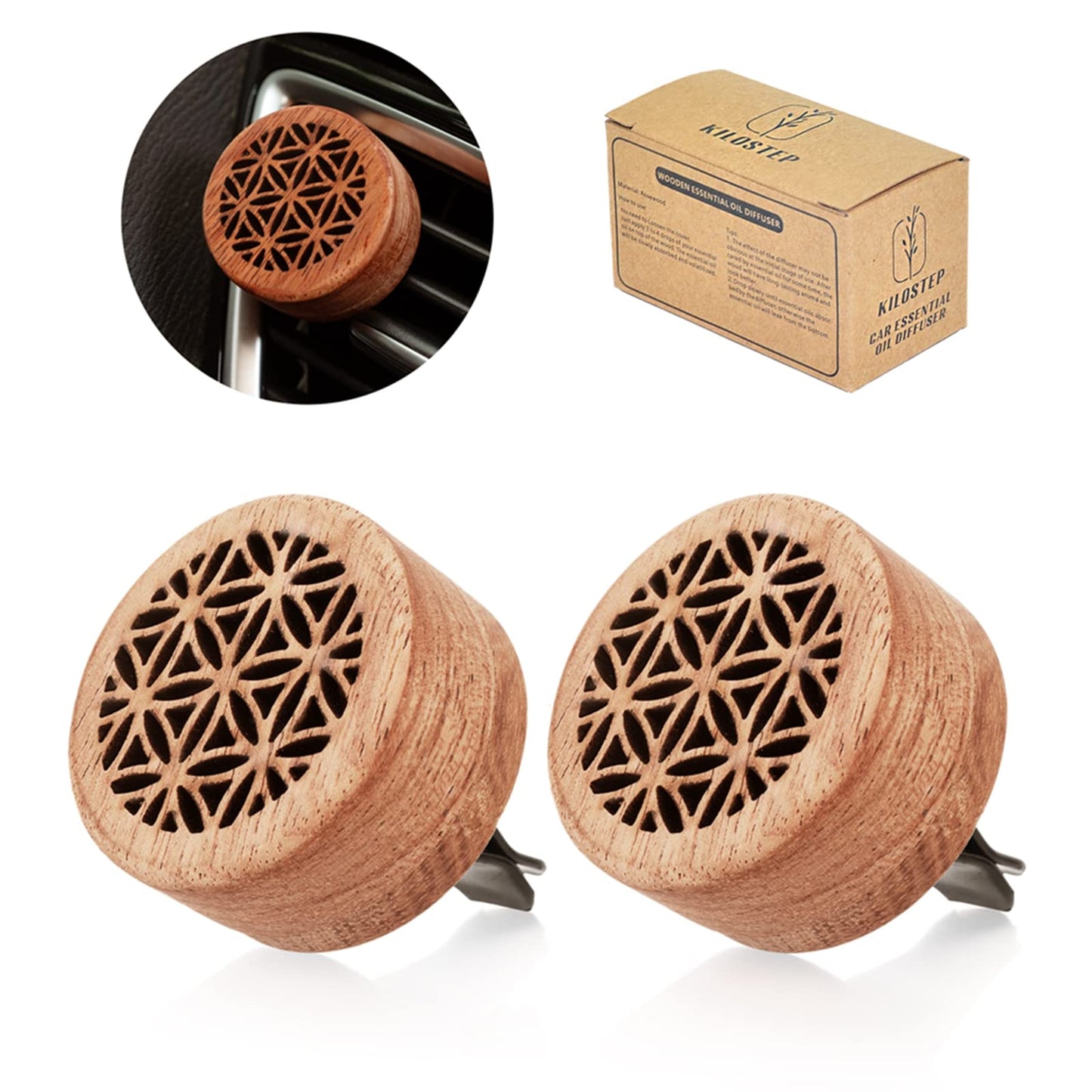 KILOSTEP Rosewood Essential Oil Car Diffusers