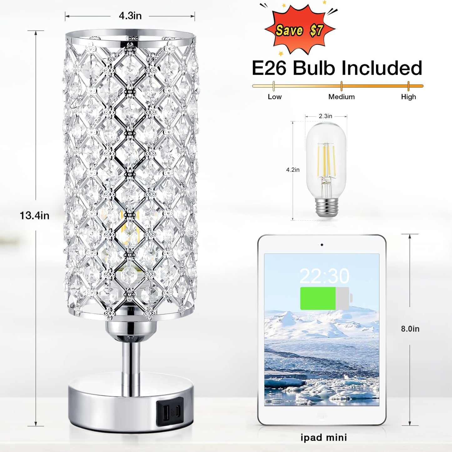 Crystal Touch Lamp with Touch Control by Hong in