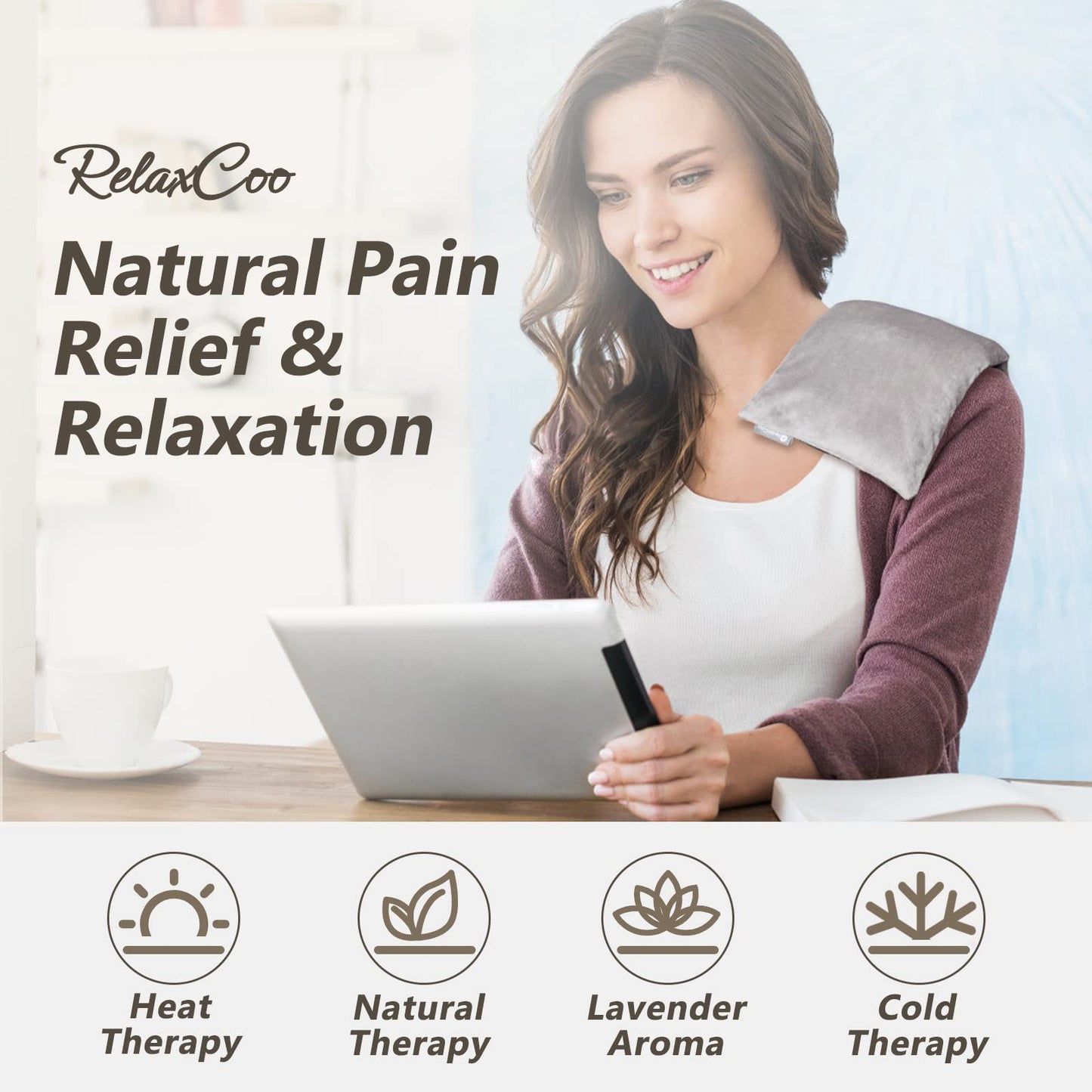 Microwavable Heating Pad Lavender Infused Therapy Pad by RelaxCoo