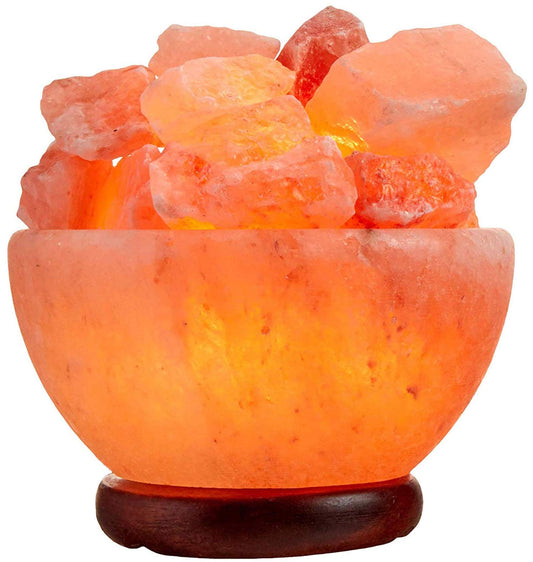 Himalayan Salt Lamp Bowl with Crystal Chunks by Spantik