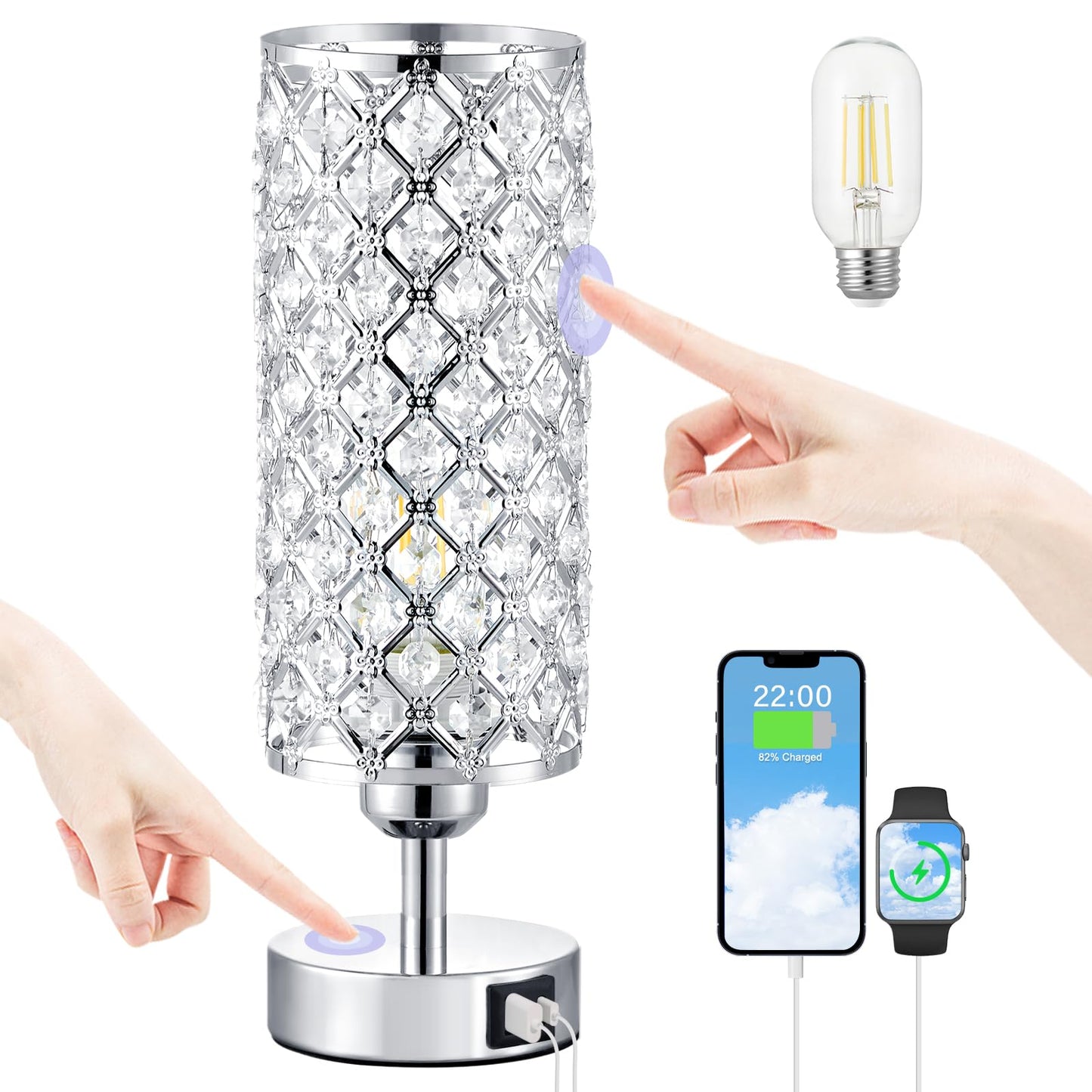 Crystal Touch Lamp with Touch Control by Hong in