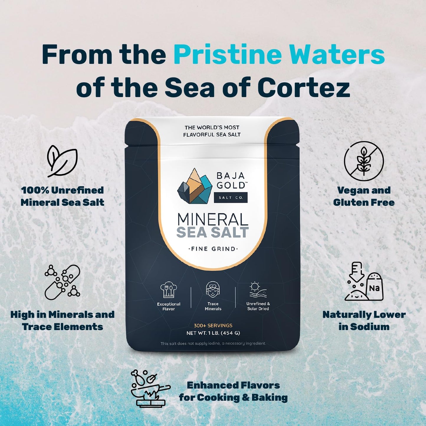 Baja Gold Mineral Sea Salt • Fine Grind