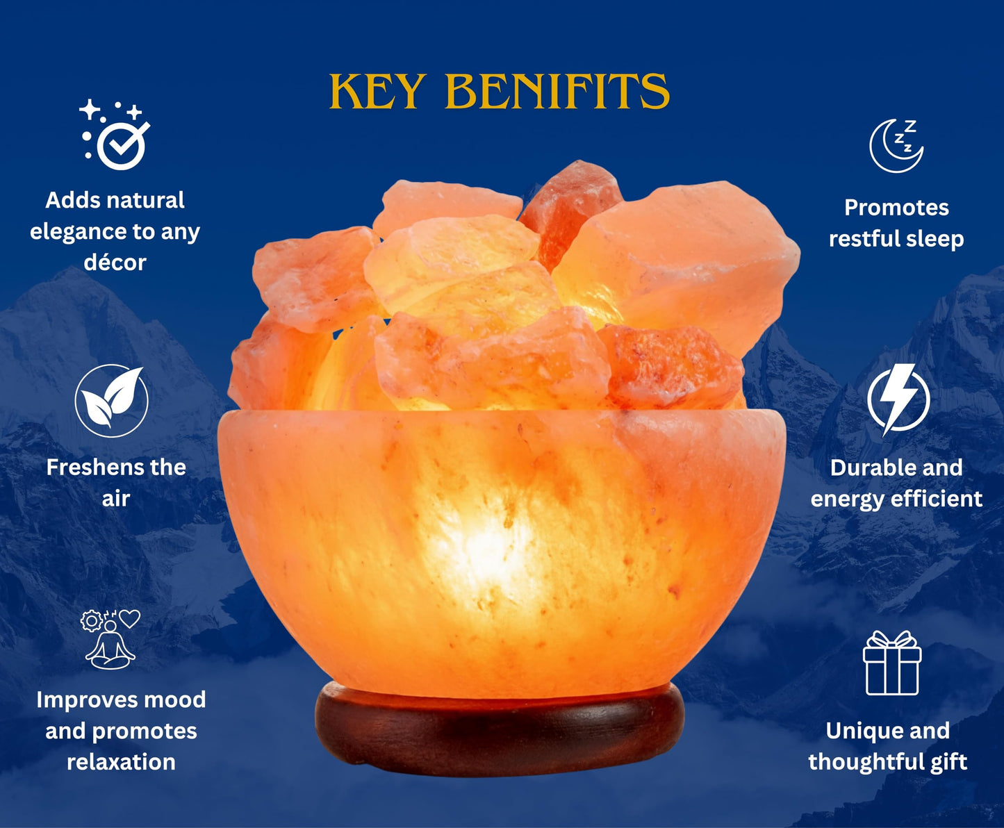 Himalayan Salt Lamp Bowl with Crystal Chunks by Spantik
