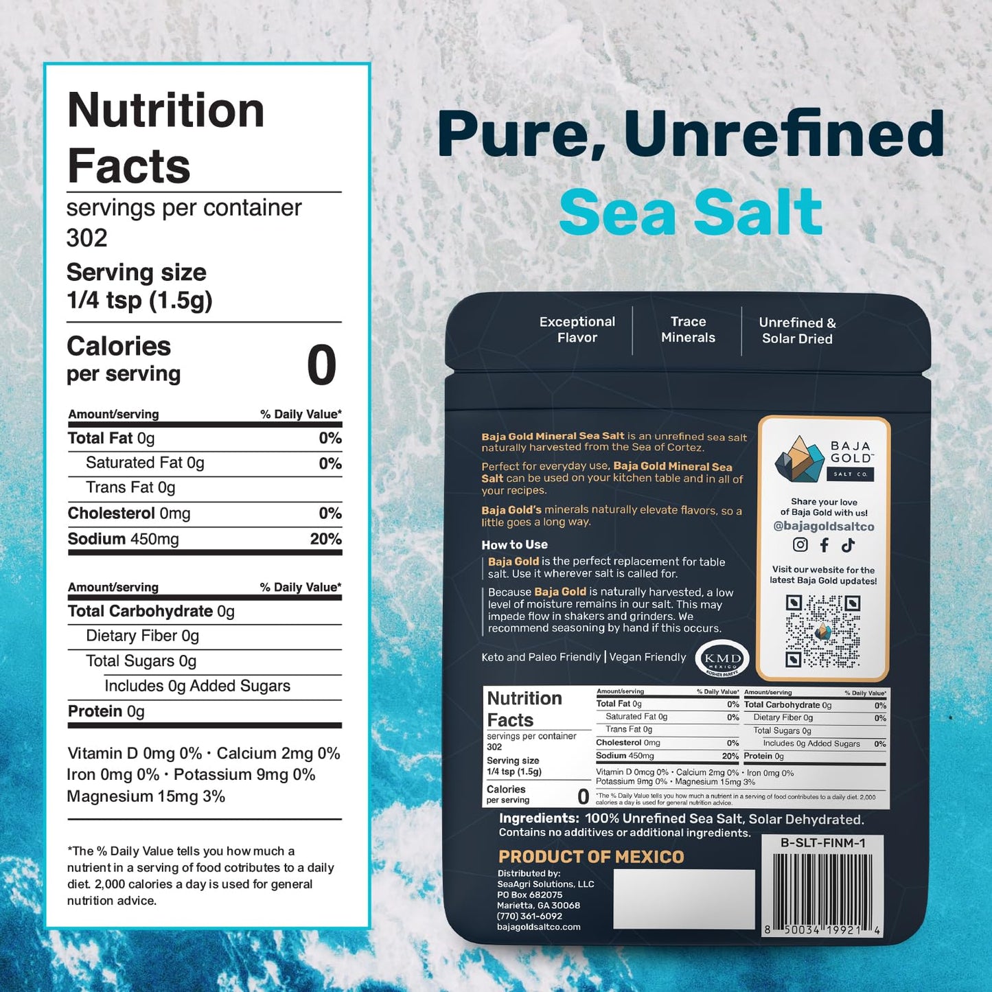 Baja Gold Mineral Sea Salt • Fine Grind