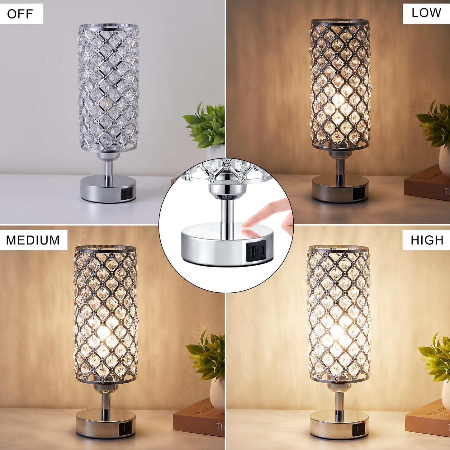 Crystal Touch Lamp with Touch Control by Hong in