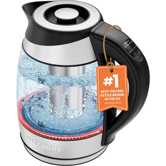 Chefman Glass Electric Kettle with Temperature Control