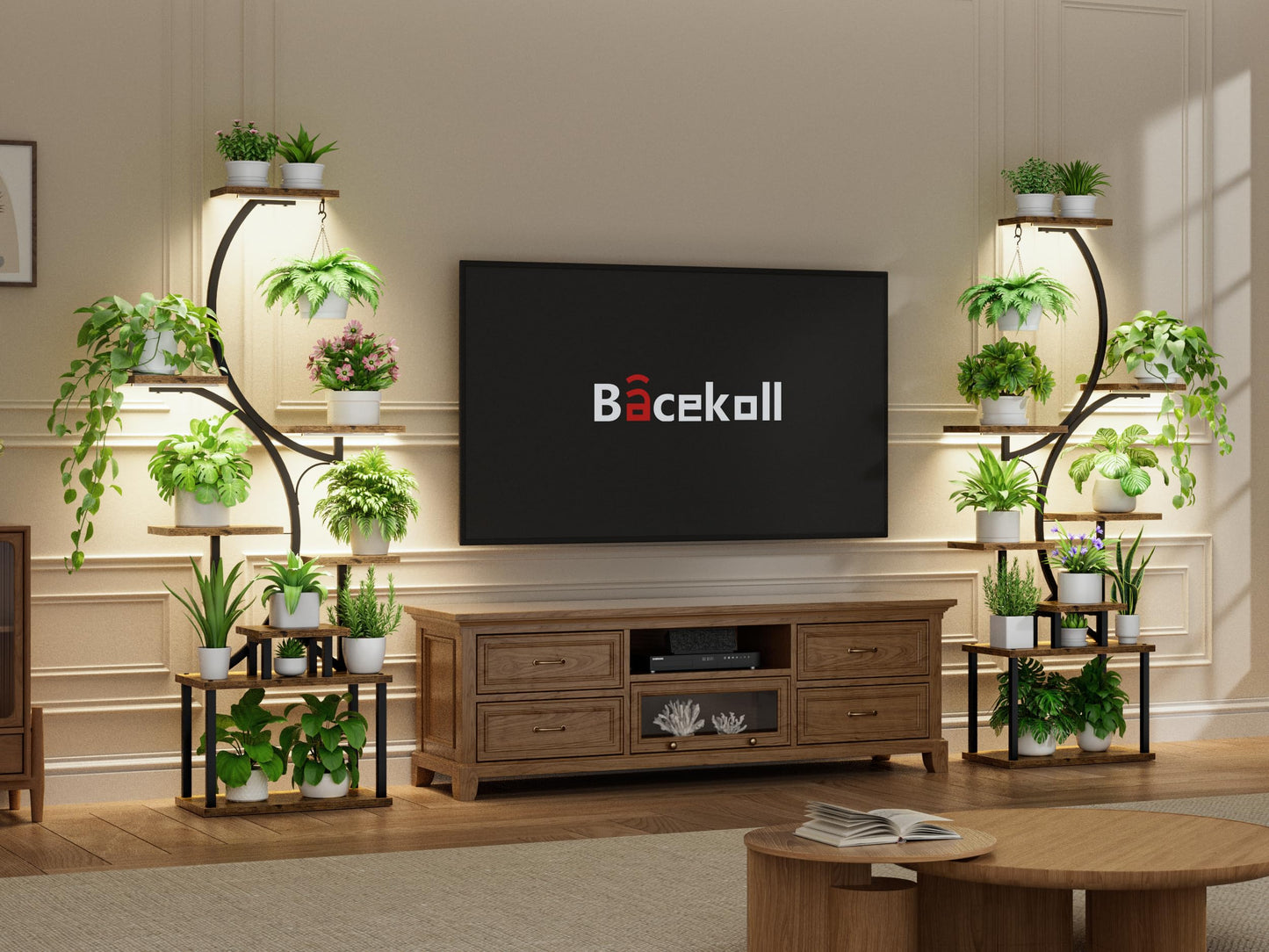 Indoor Plant Stand with Grow Lights By BACEKOLL