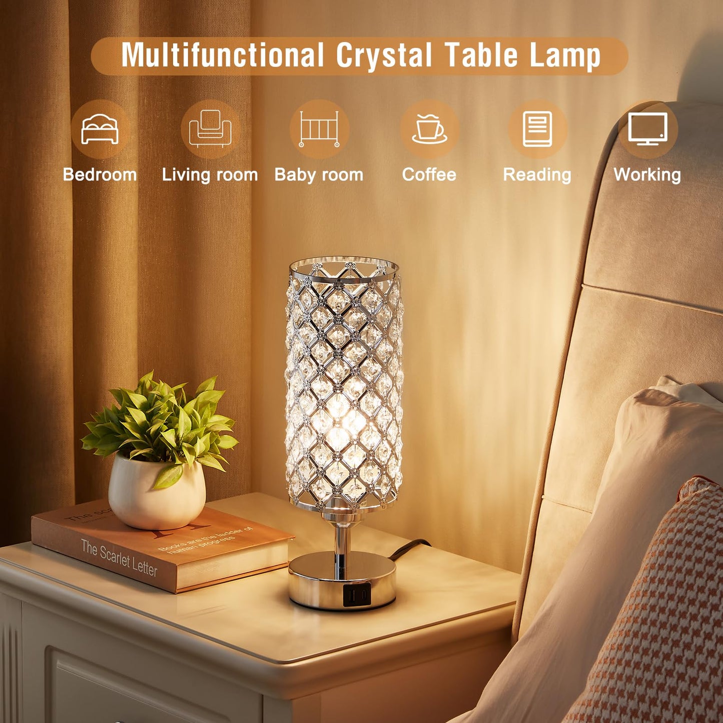 Crystal Touch Lamp with Touch Control by Hong in