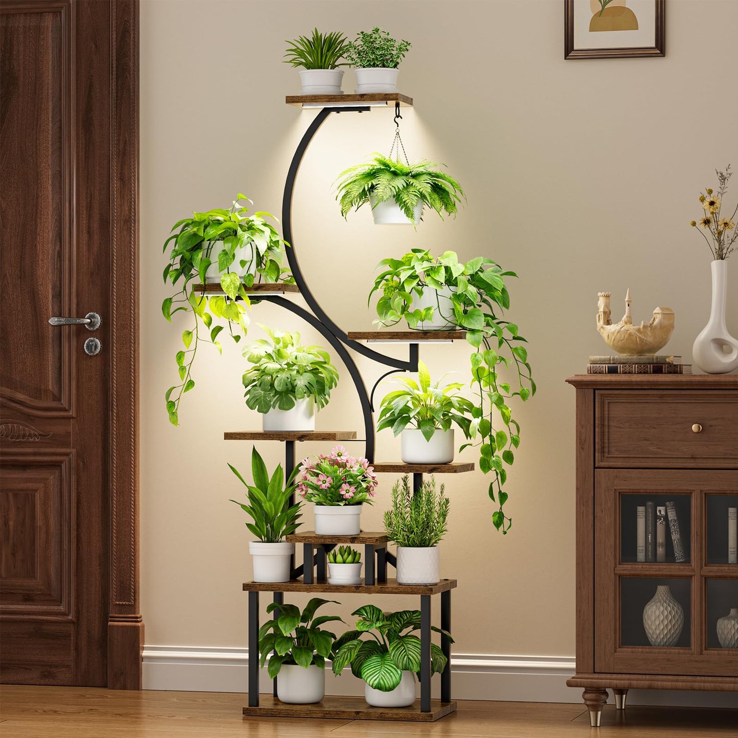 Indoor Plant Stand with Grow Lights By BACEKOLL