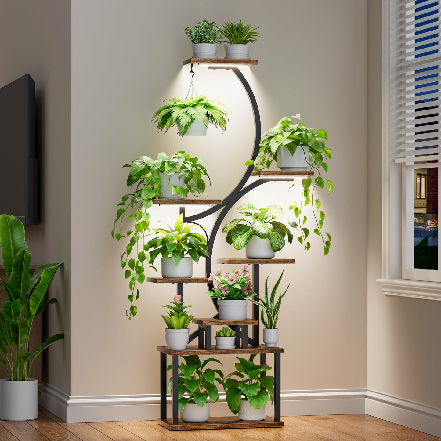 Indoor Plant Stand with Grow Lights By BACEKOLL