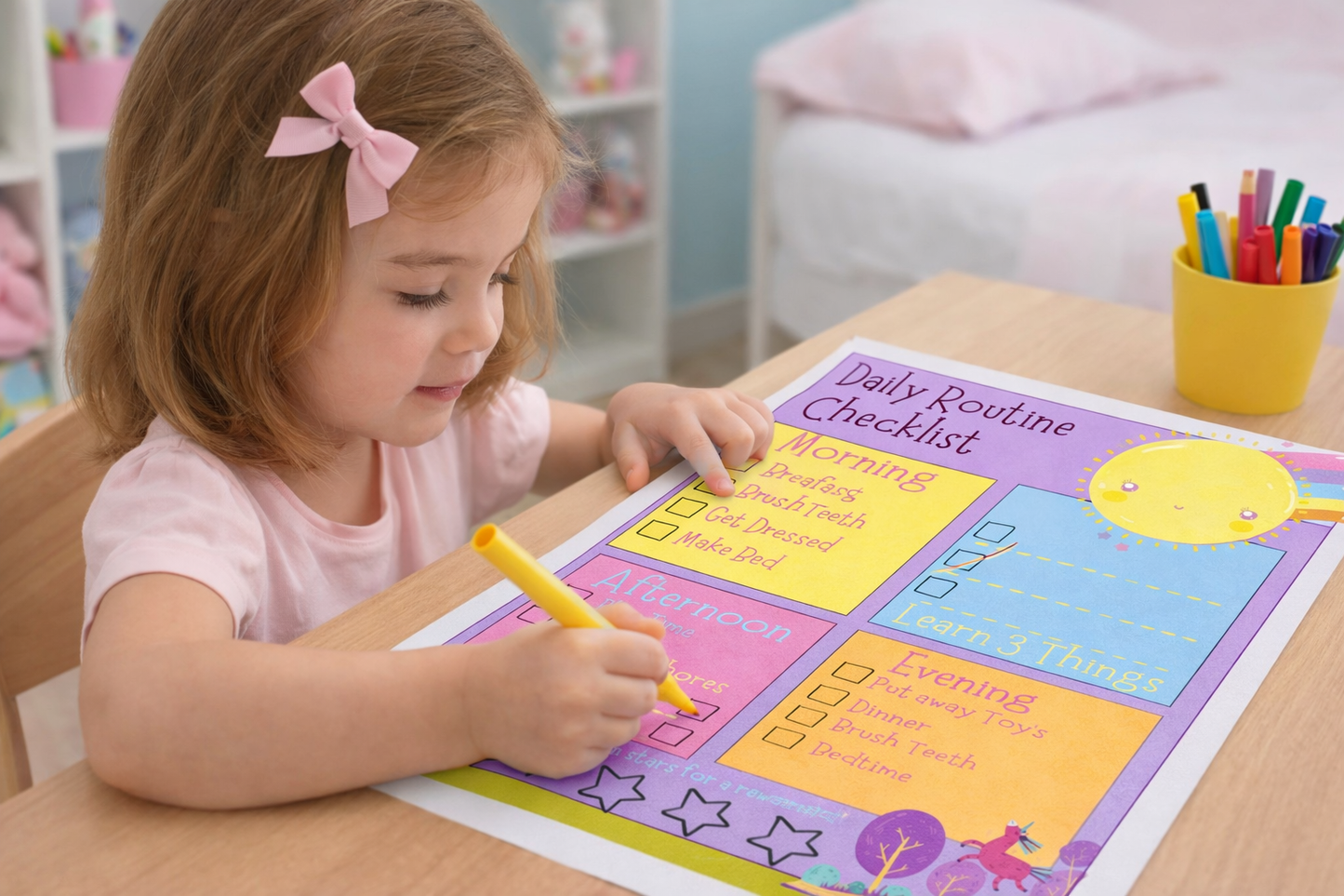Colorful Cute Kids To-Do List Planner "Girls"