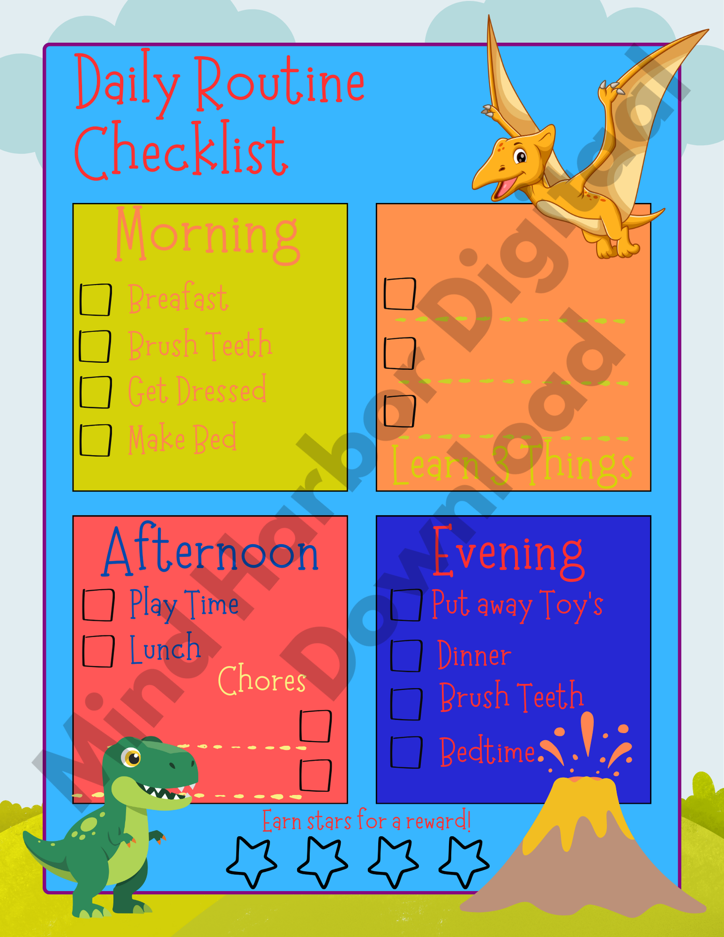 Colorful Cute Kids To-Do List Planner "Boys"