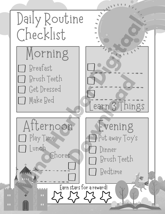 Colorful Cute Kids To-Do List Planner "Girls"